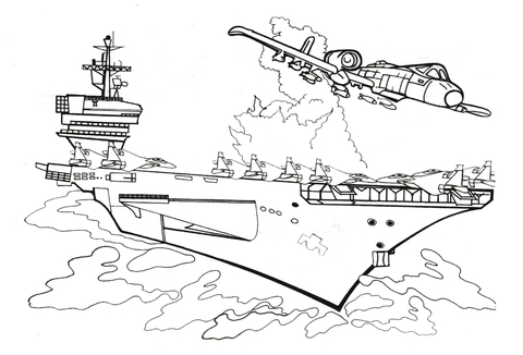 Battleship Crashed  Coloring Page